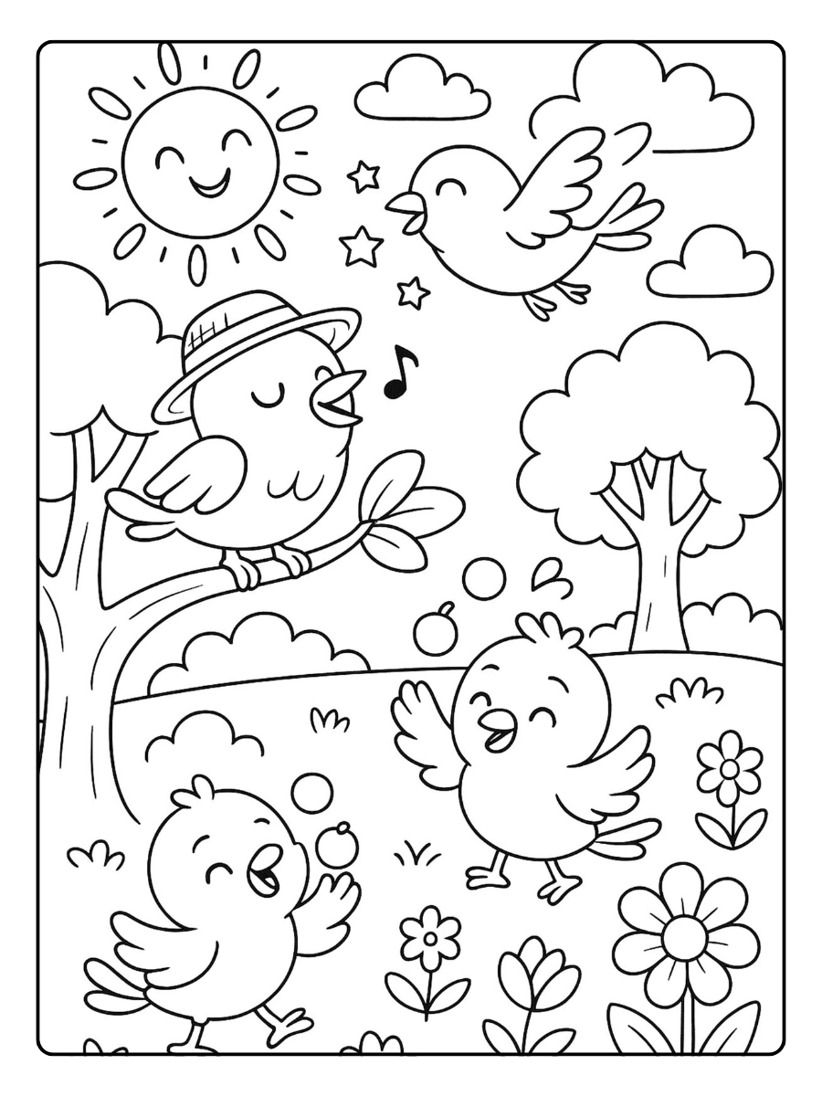 Disegni da colorare primavera semplice