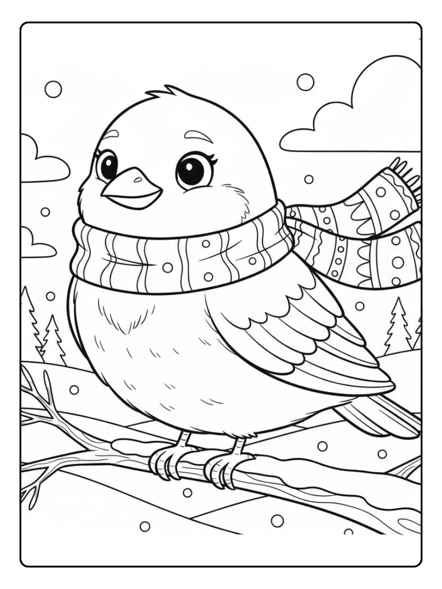 Disegni dei Giorni della Merla da Colorare – Merla con sciarpa