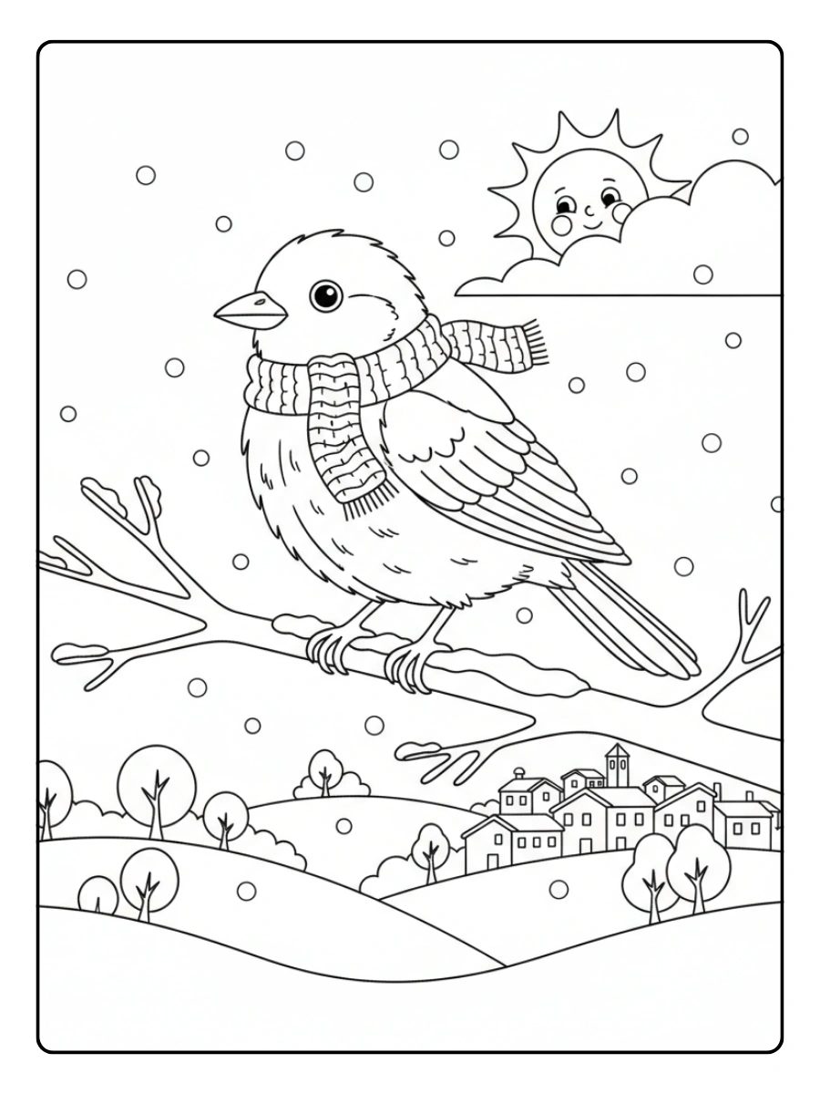 Disegni dei Giorni della Merla da Colorare – Merla e inverno italiano