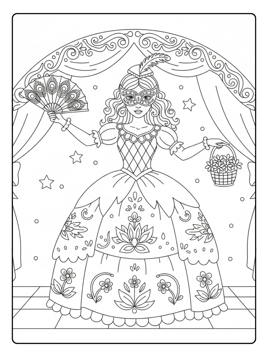 Disegni di Colombina da Colorare – Colombina dettagliata