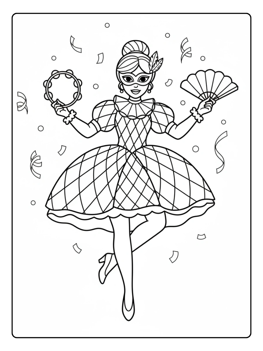 Disegni di Colombina da Colorare – Colombina di Carnevale