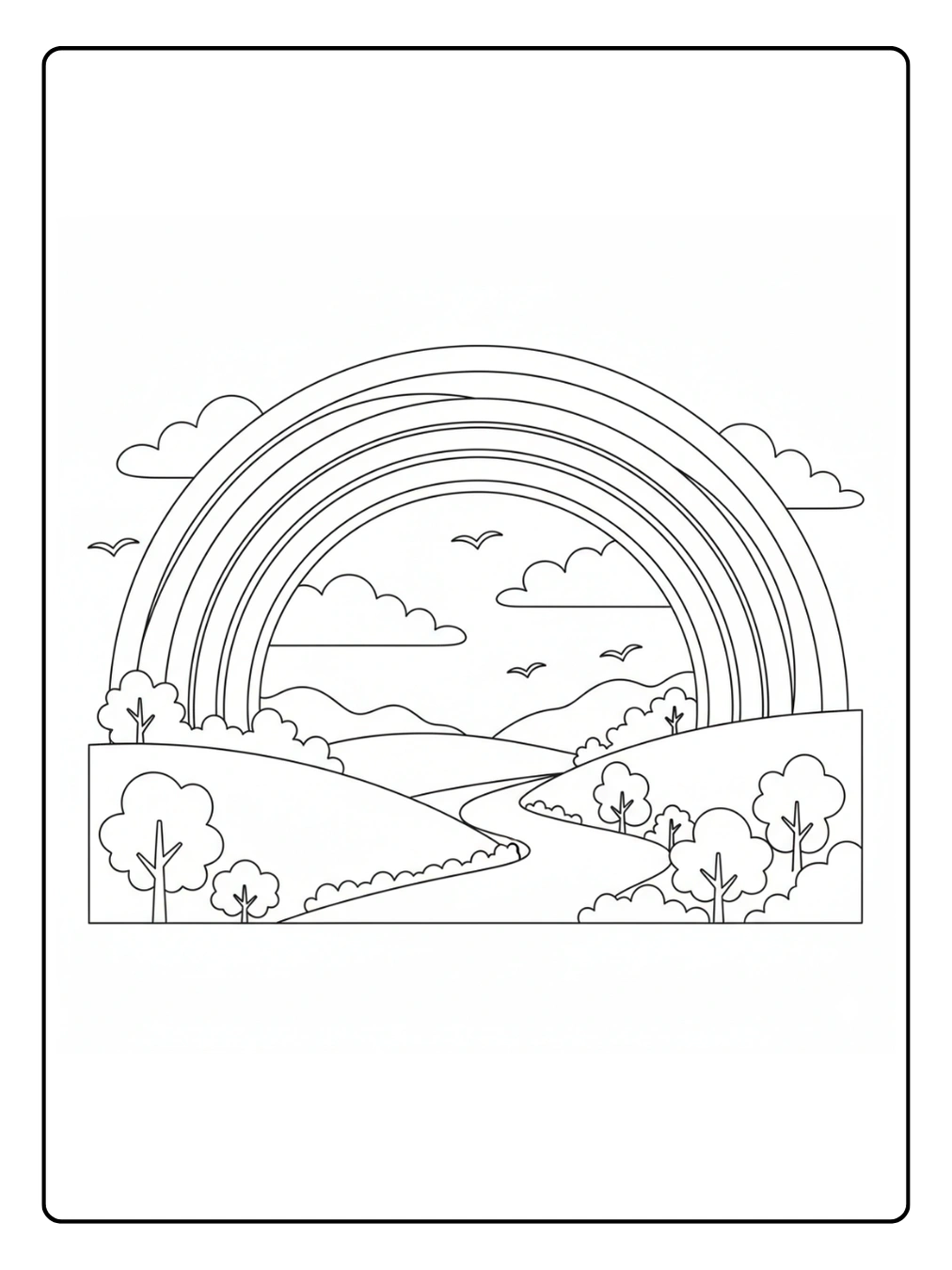 Disegni di Natura e Stagioni da Colorare – Arcobaleno nel cielo