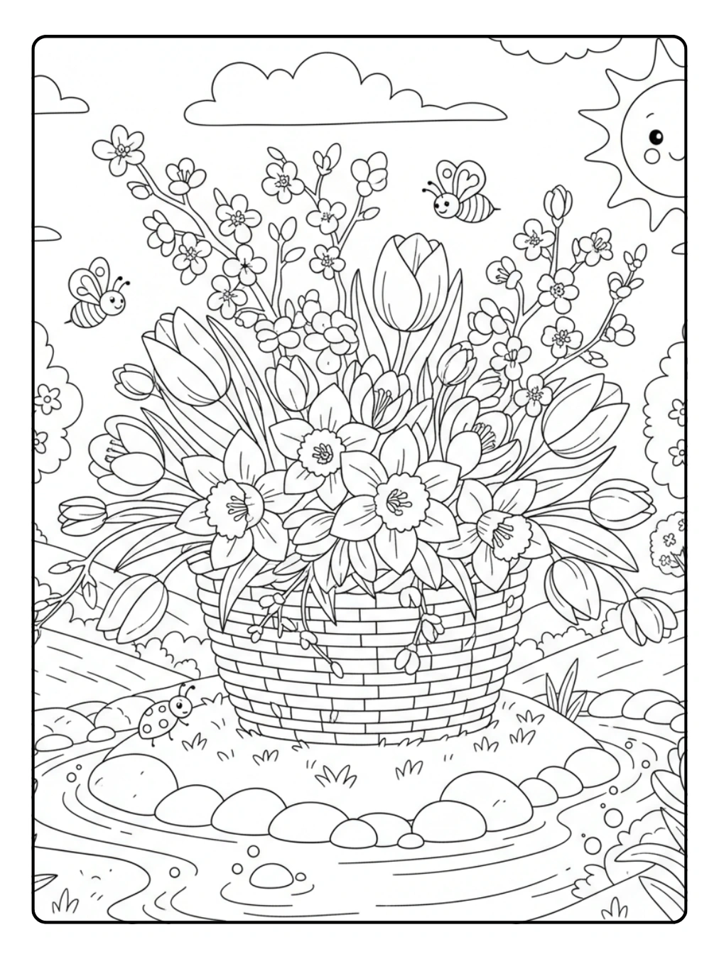 Disegni di Natura e Stagioni da Colorare – Fiori primaverili