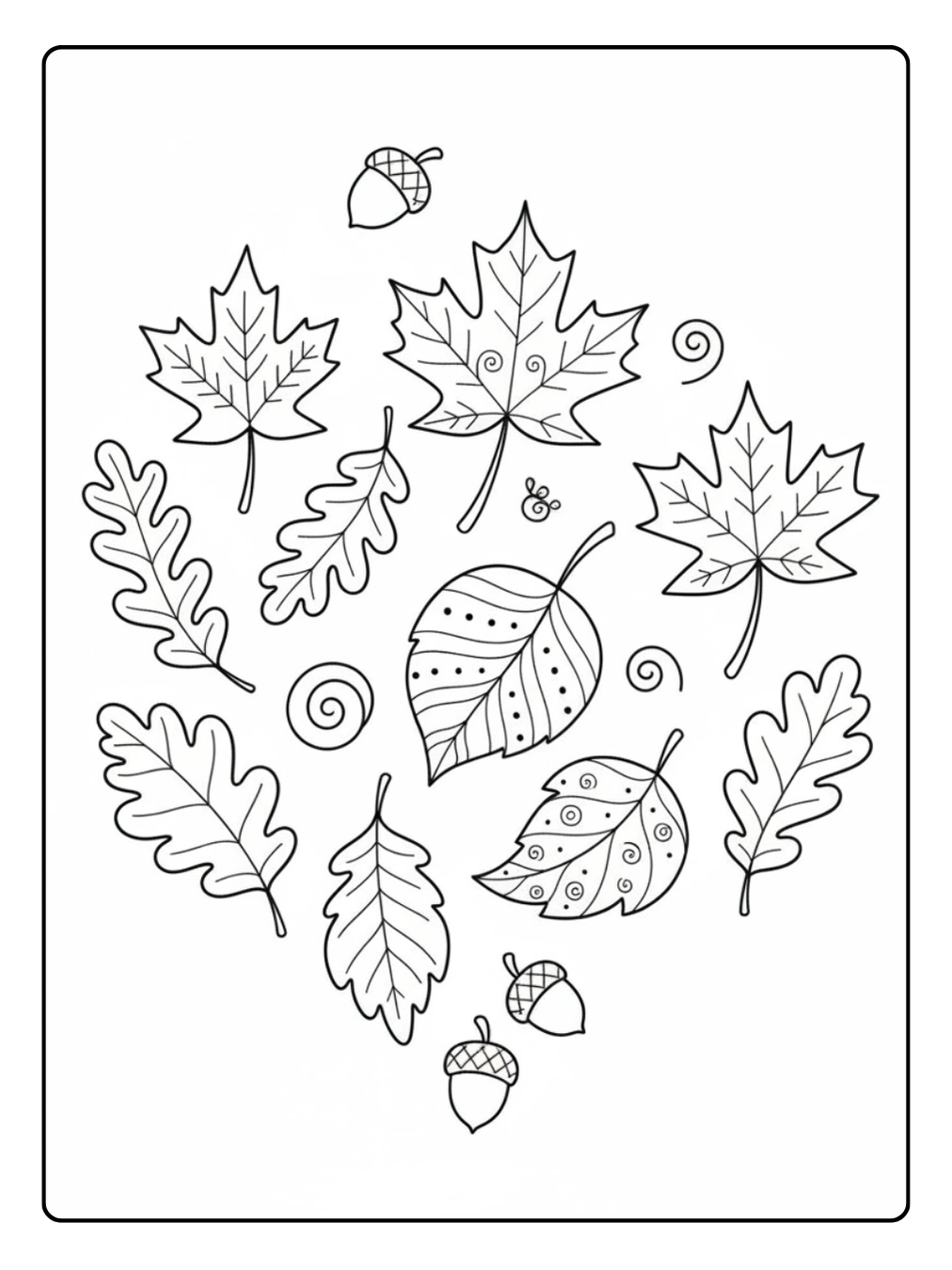 Disegni di Natura e Stagioni da Colorare – Foglie d’autunno