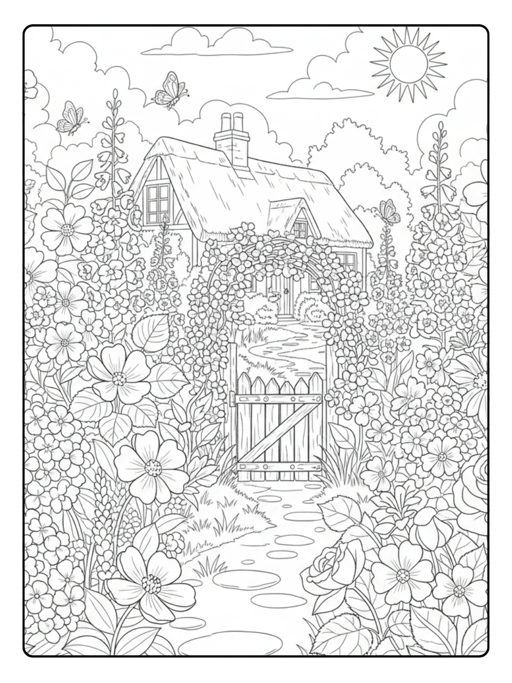 Disegni di Natura e Stagioni da Colorare – Giardino fiorito