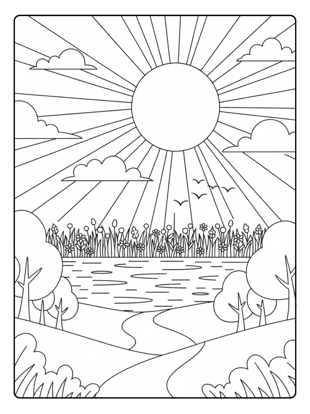 Disegni di Natura e Stagioni da Colorare – Paesaggio estivo