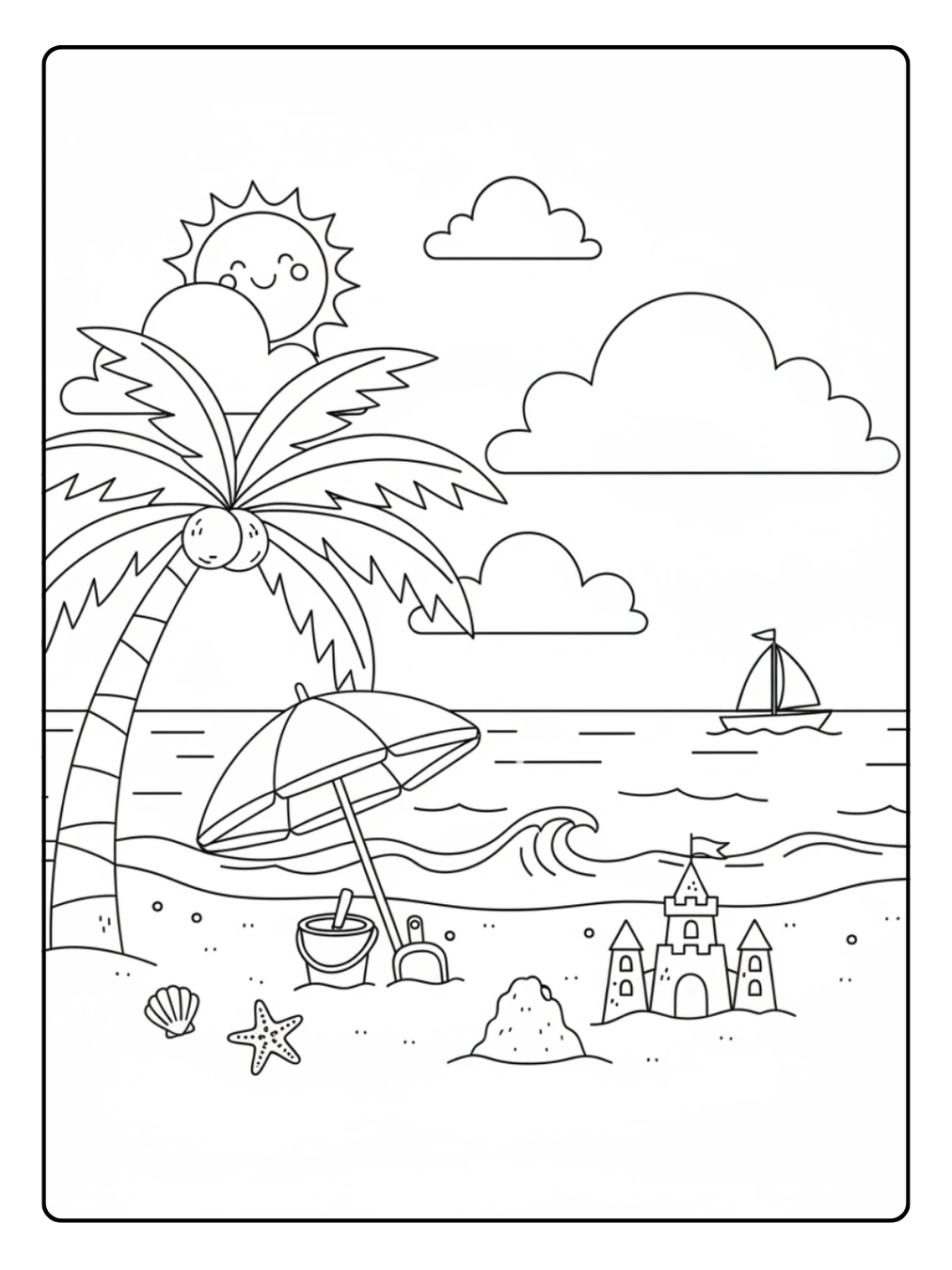 Disegni di Natura e Stagioni da Colorare – Spiaggia d’estate