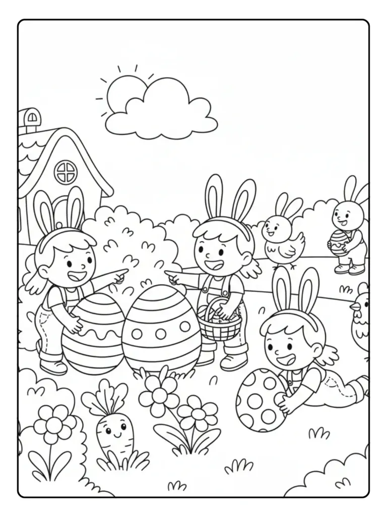 Disegni di Pasqua da Colorare – Caccia alle uova
