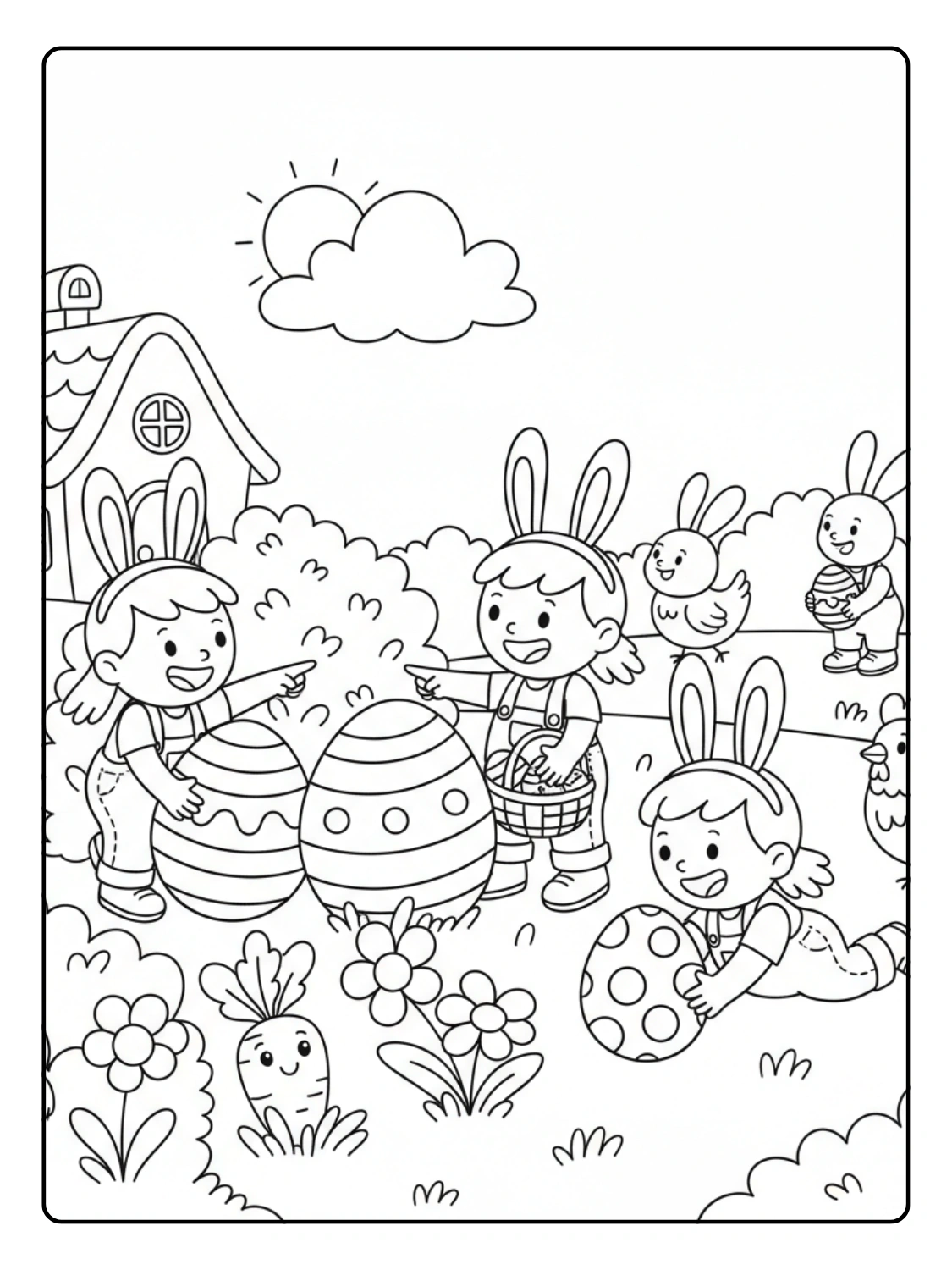 Disegni di Pasqua da Colorare – Caccia alle uova