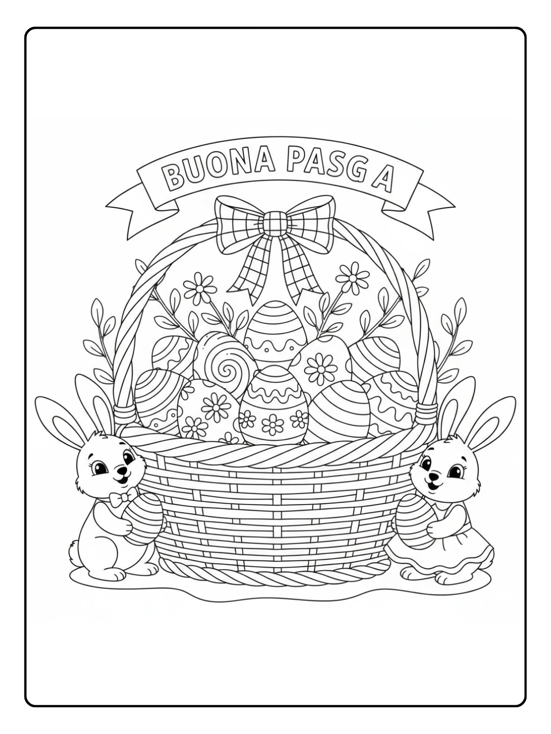 Disegni di Pasqua da Colorare – Cestino con uova