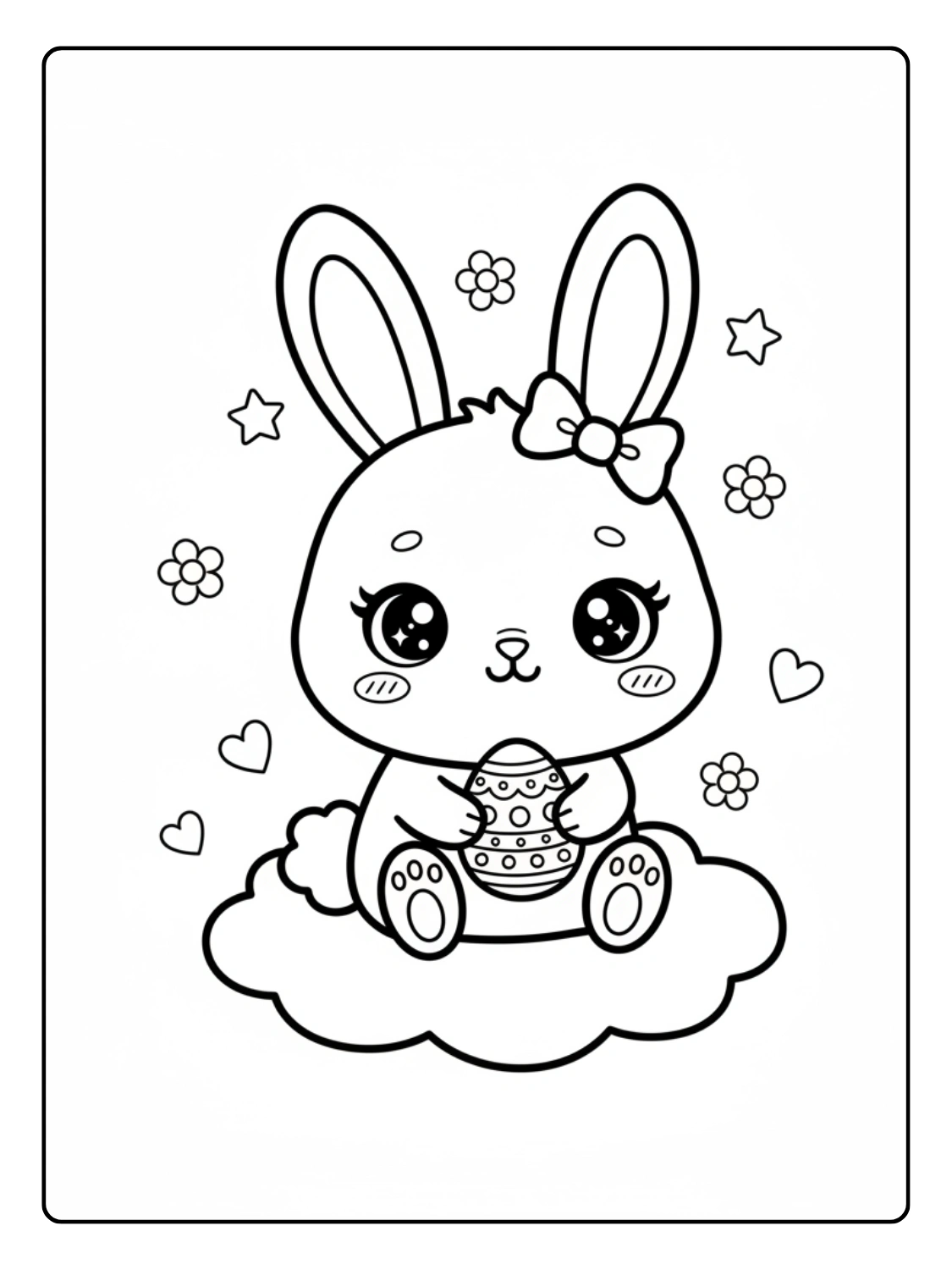 Disegni di Pasqua da Colorare – Coniglietto kawaii