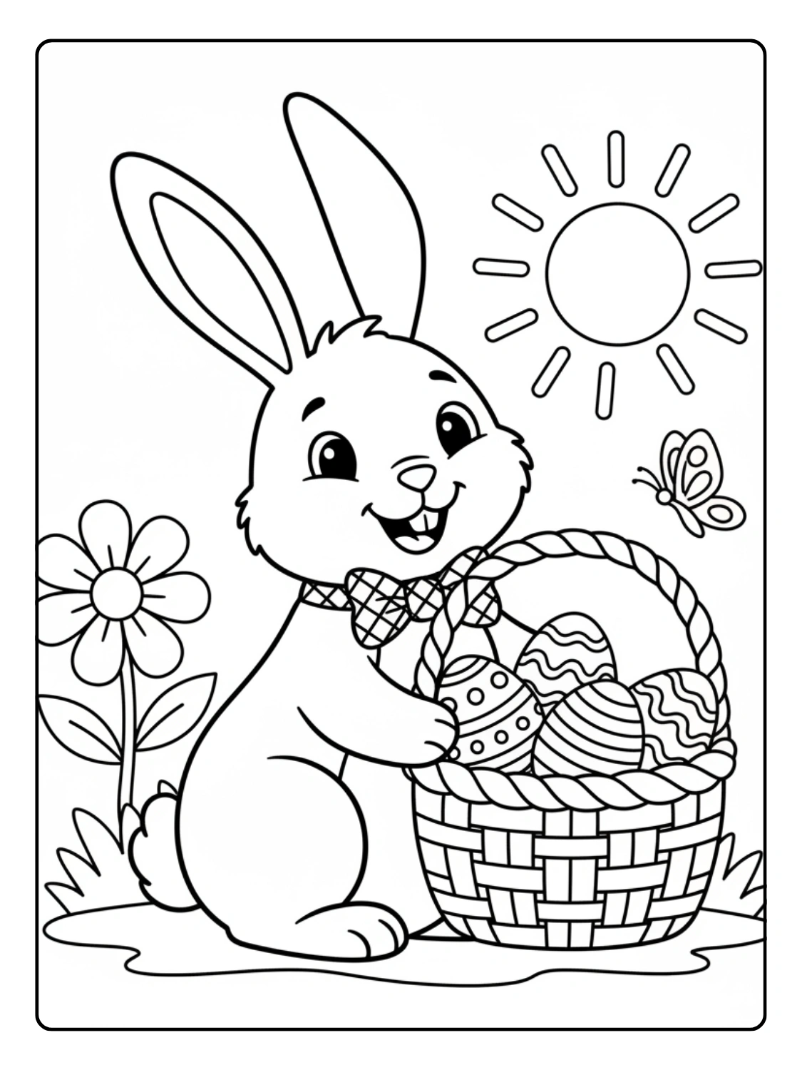 Disegni di Pasqua da Colorare – Coniglio con cestino