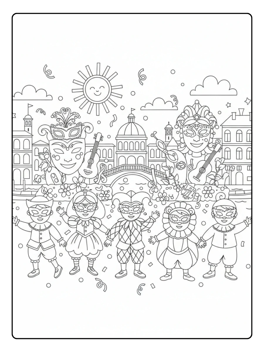 Festa di Carnevale da Colorare – Festa colorata