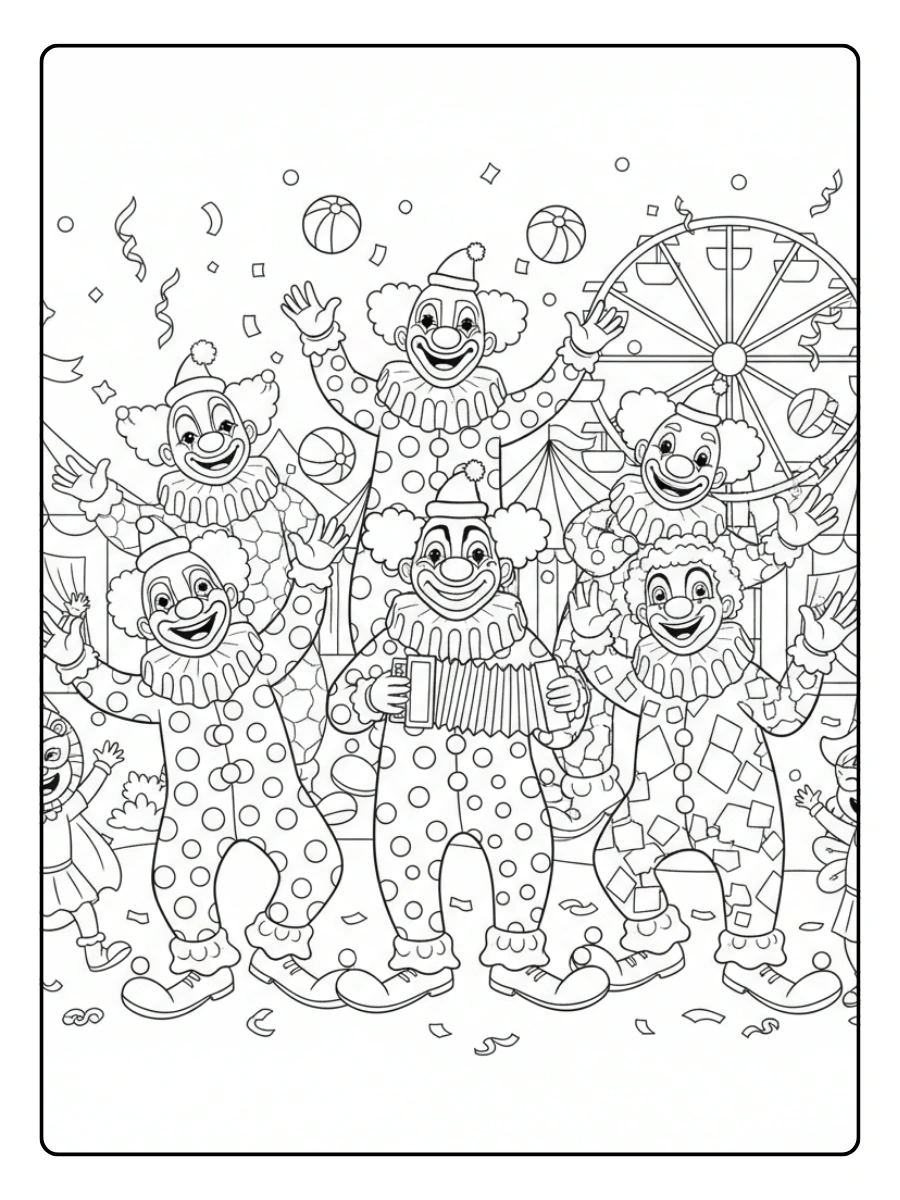 Festa di Carnevale da Colorare – Festa con pagliacci