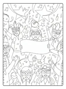 Festa di Carnevale da Colorare – Festa con stelle filanti