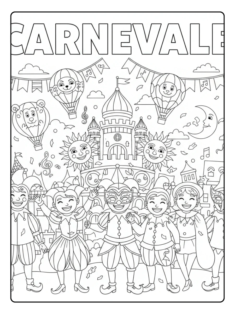 Festa di Carnevale da Colorare – Festa di Carnevale allegra