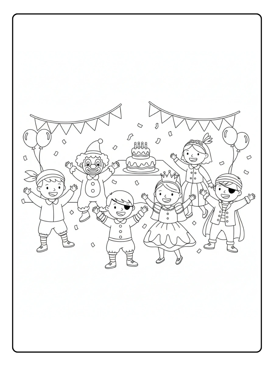 Festa di Carnevale da Colorare – Festa scolastica di Carnevale