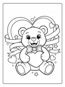 Orsacchiotti di San Valentino da Colorare – Orsacchiotto felice