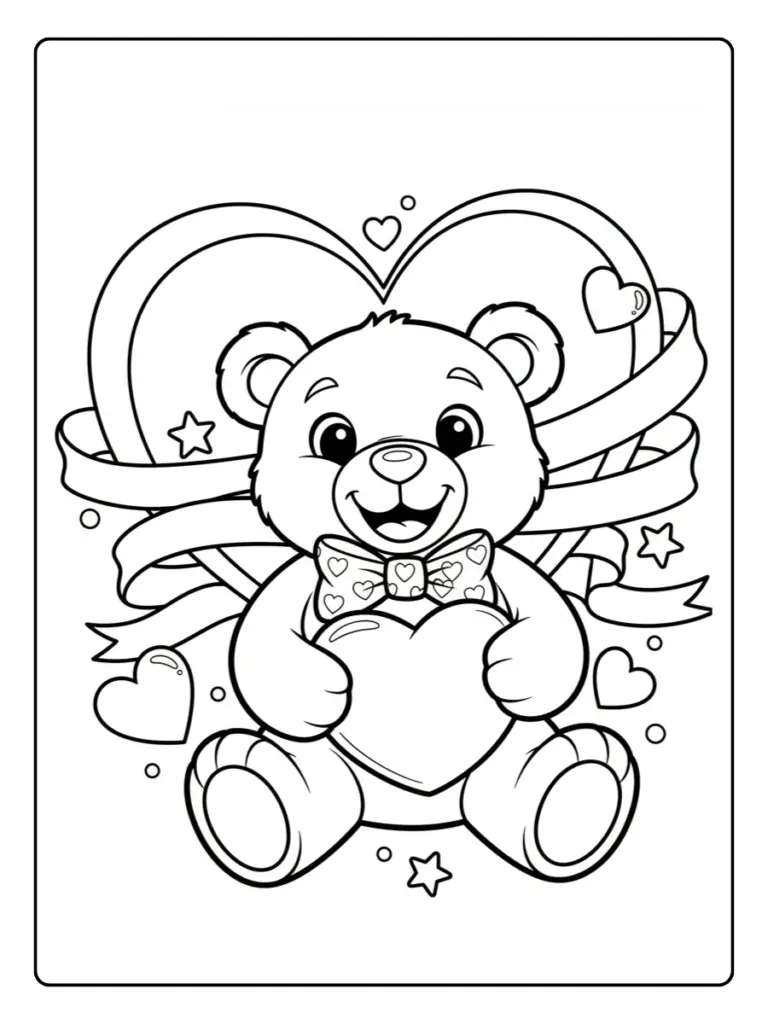 Orsacchiotti di San Valentino da Colorare – Orsacchiotto felice