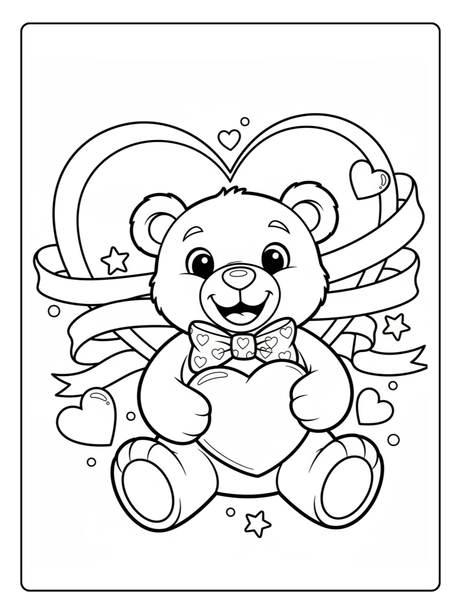 Orsacchiotti di San Valentino da Colorare – Orsacchiotto felice