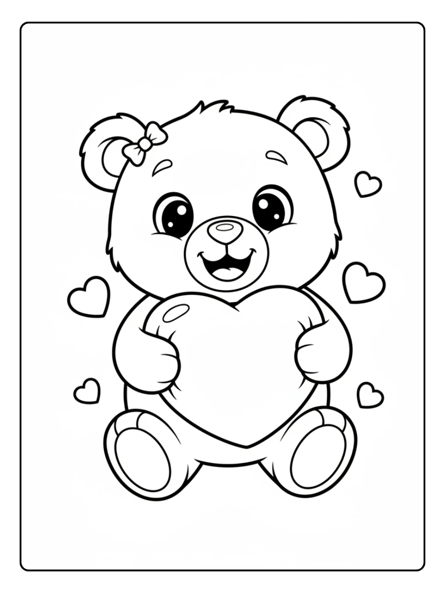 Orsacchiotti di San Valentino da Colorare – Orsacchiotto innamorato
