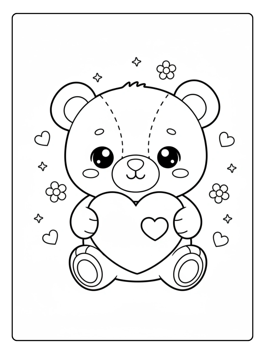 Orsacchiotti di San Valentino da Colorare – Orsacchiotto kawaii