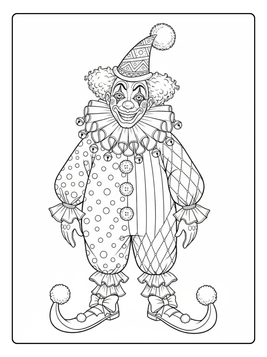 Pagliacci da Colorare – Pagliaccio dettagliato