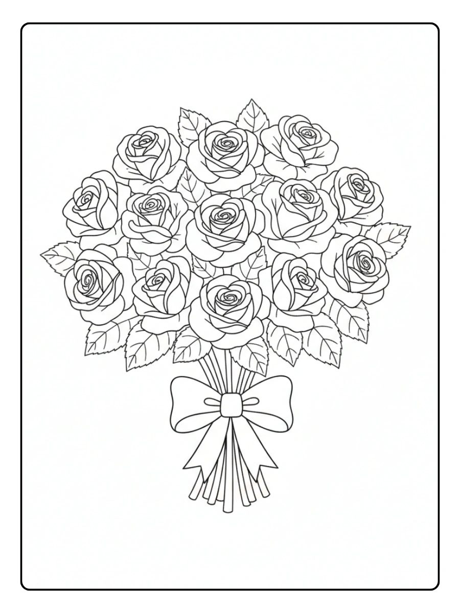 Rose di San Valentino da Colorare – Mazzo di rose