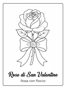Rose di San Valentino da Colorare – Rosa con fiocco
