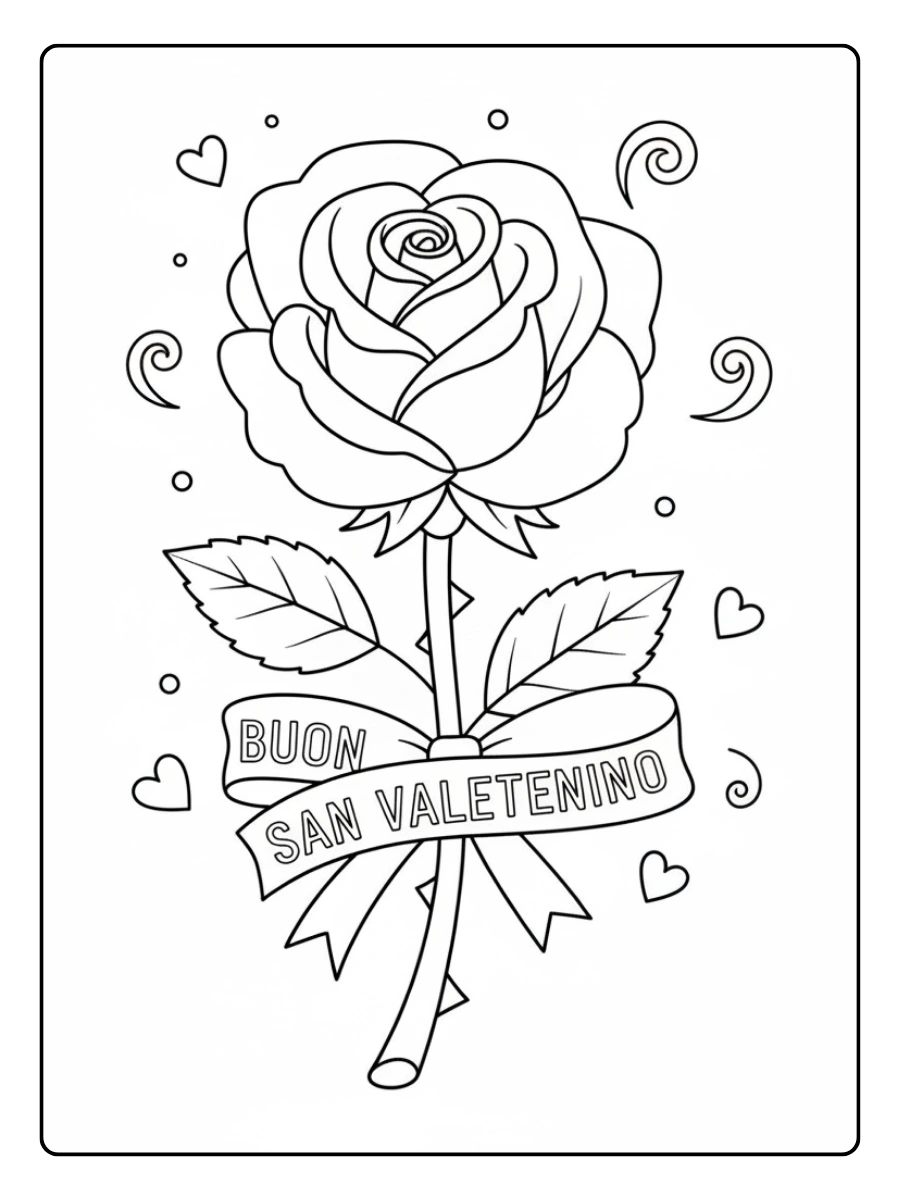 Rose di San Valentino da Colorare – Rosa illustrata