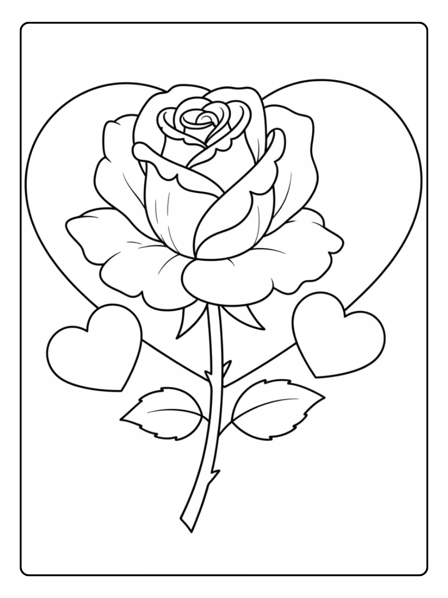 Rose di San Valentino da Colorare – Rosa romantica