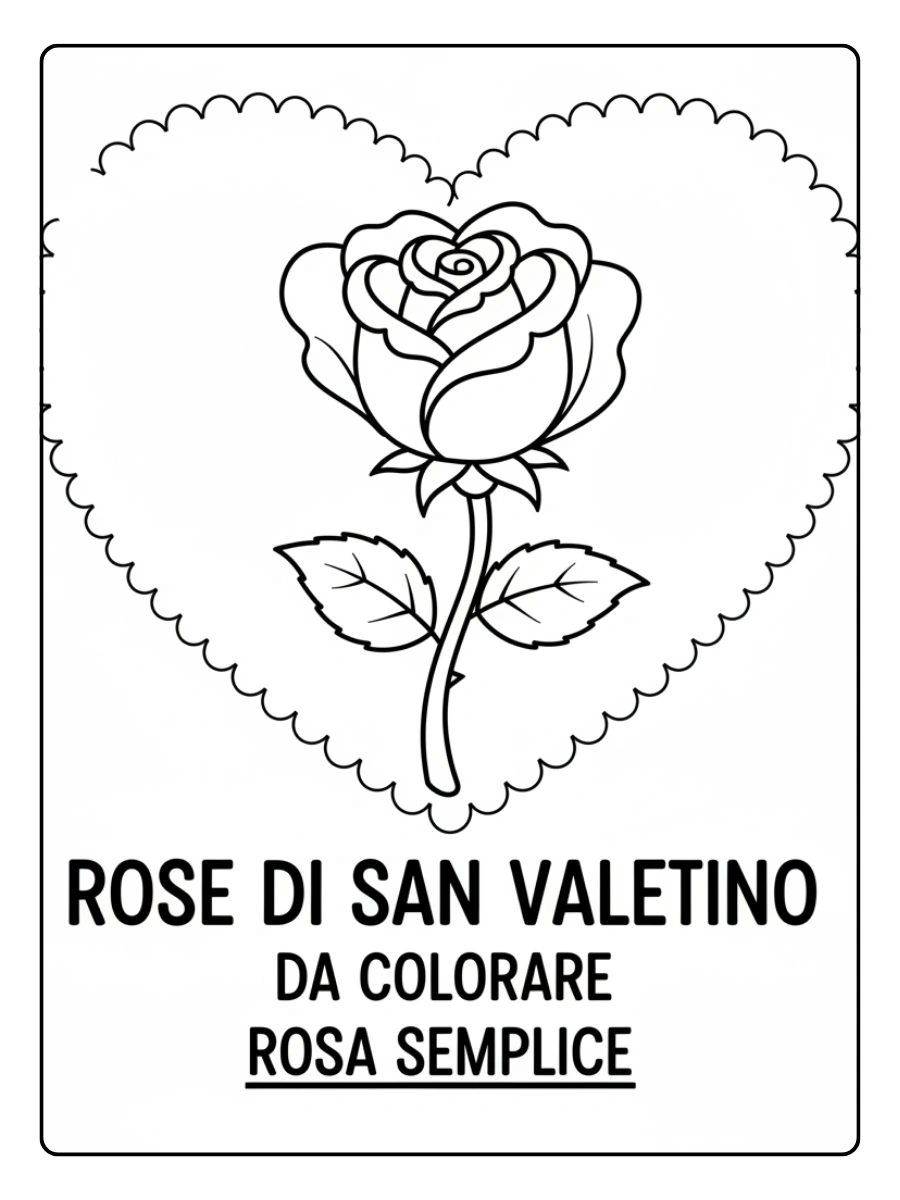 Rose di San Valentino da Colorare – Rosa semplice