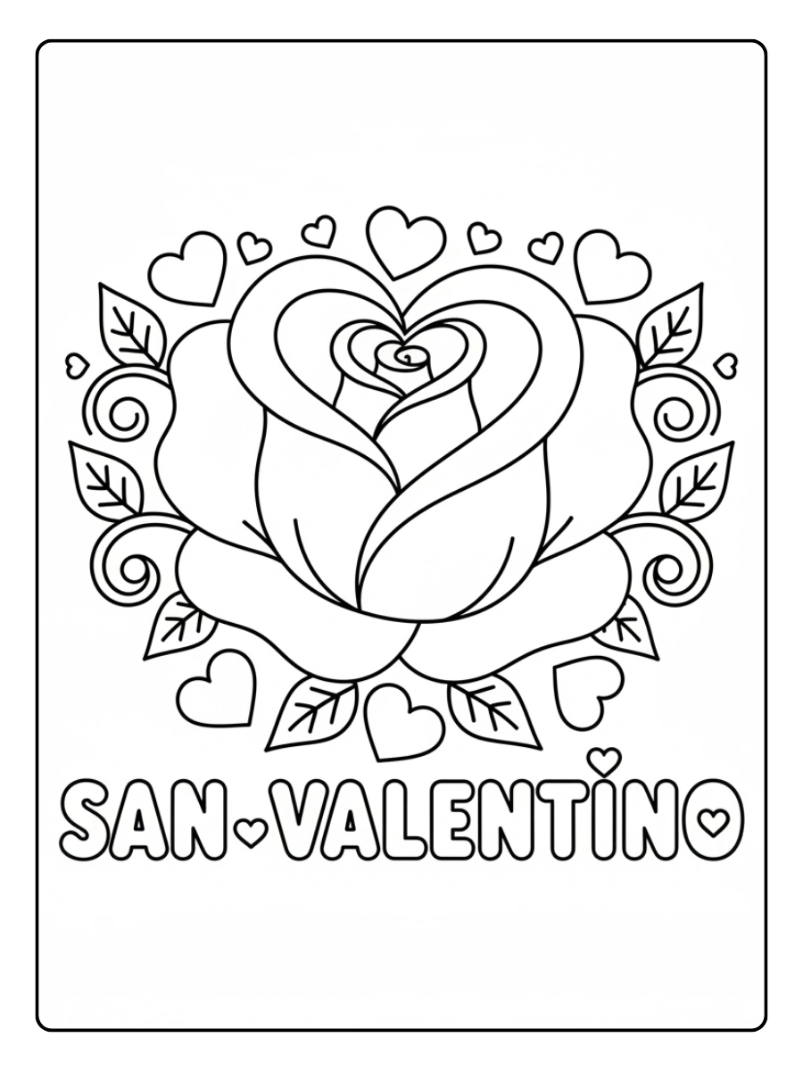 Rose di San Valentino da Colorare – Rosa stilizzata