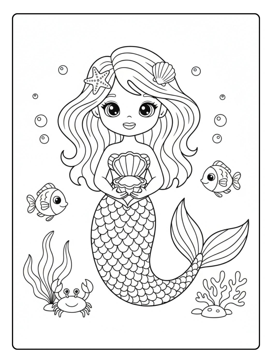 Sirena da Colorare – Sirena carina