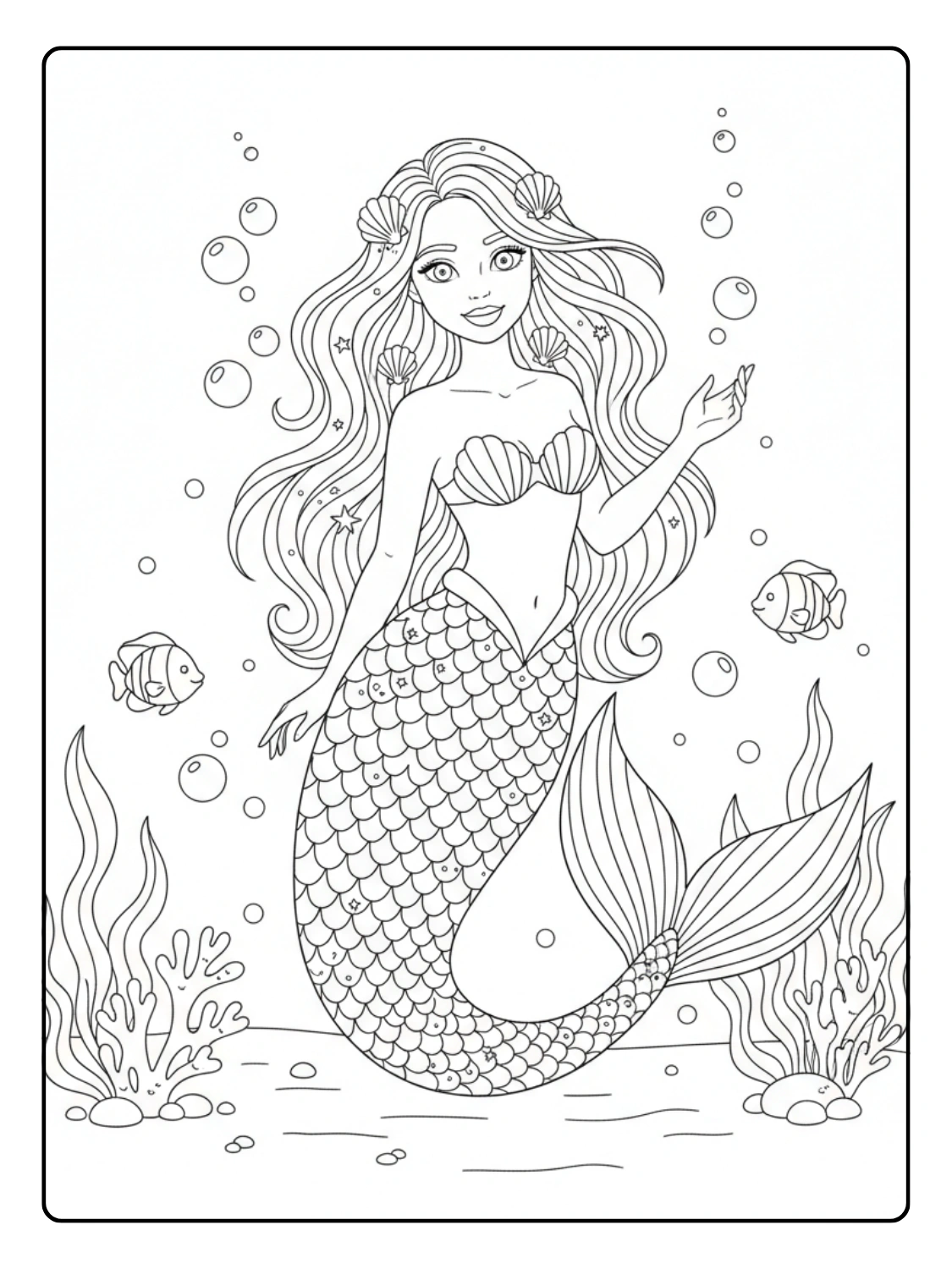 Sirena da Colorare – Sirena con coda scintillante (2)