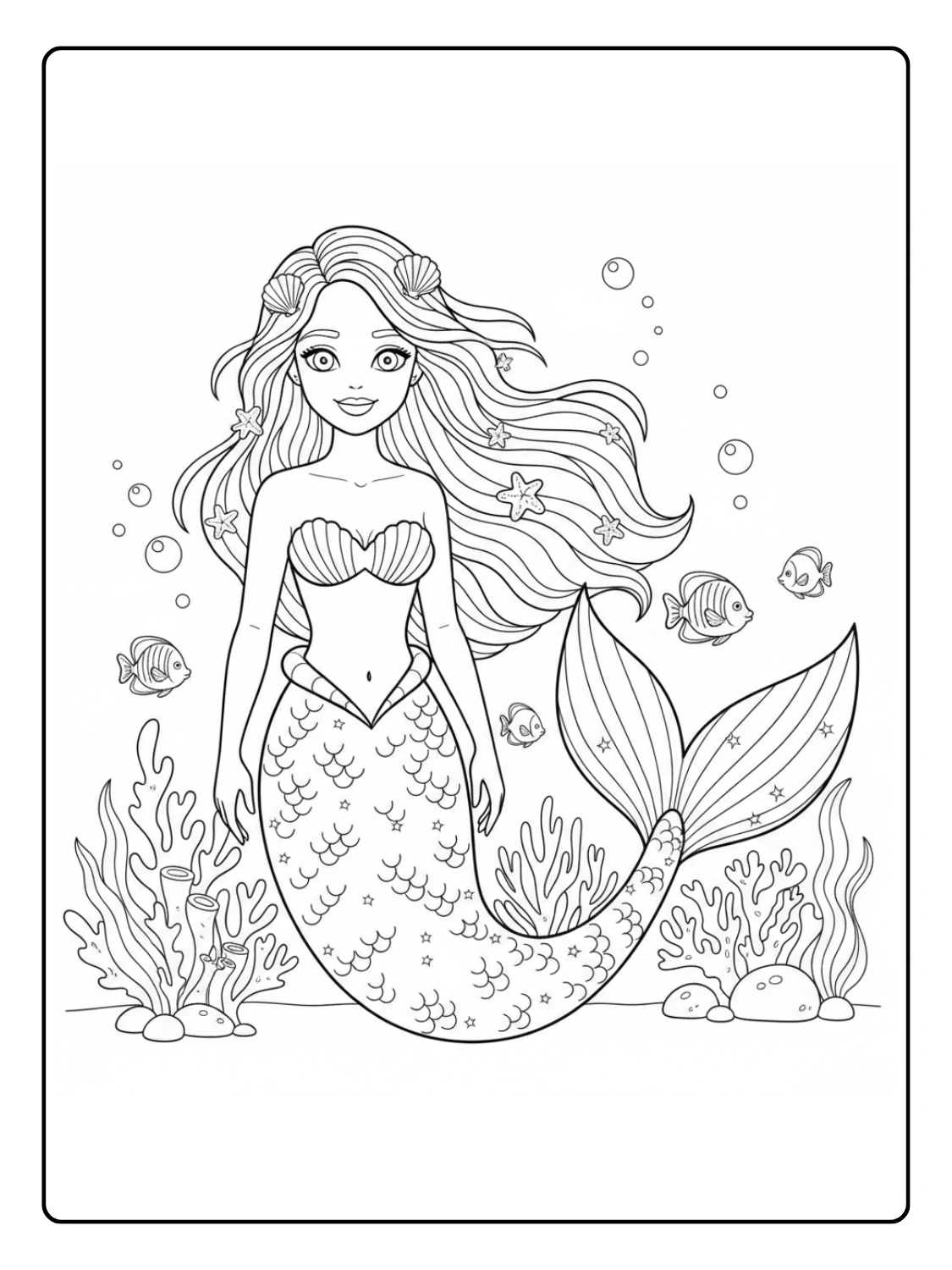 Sirena da Colorare – Sirena con coda scintillante