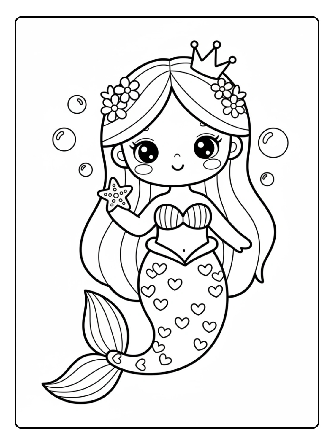 Sirena da Colorare – Sirena kawaii