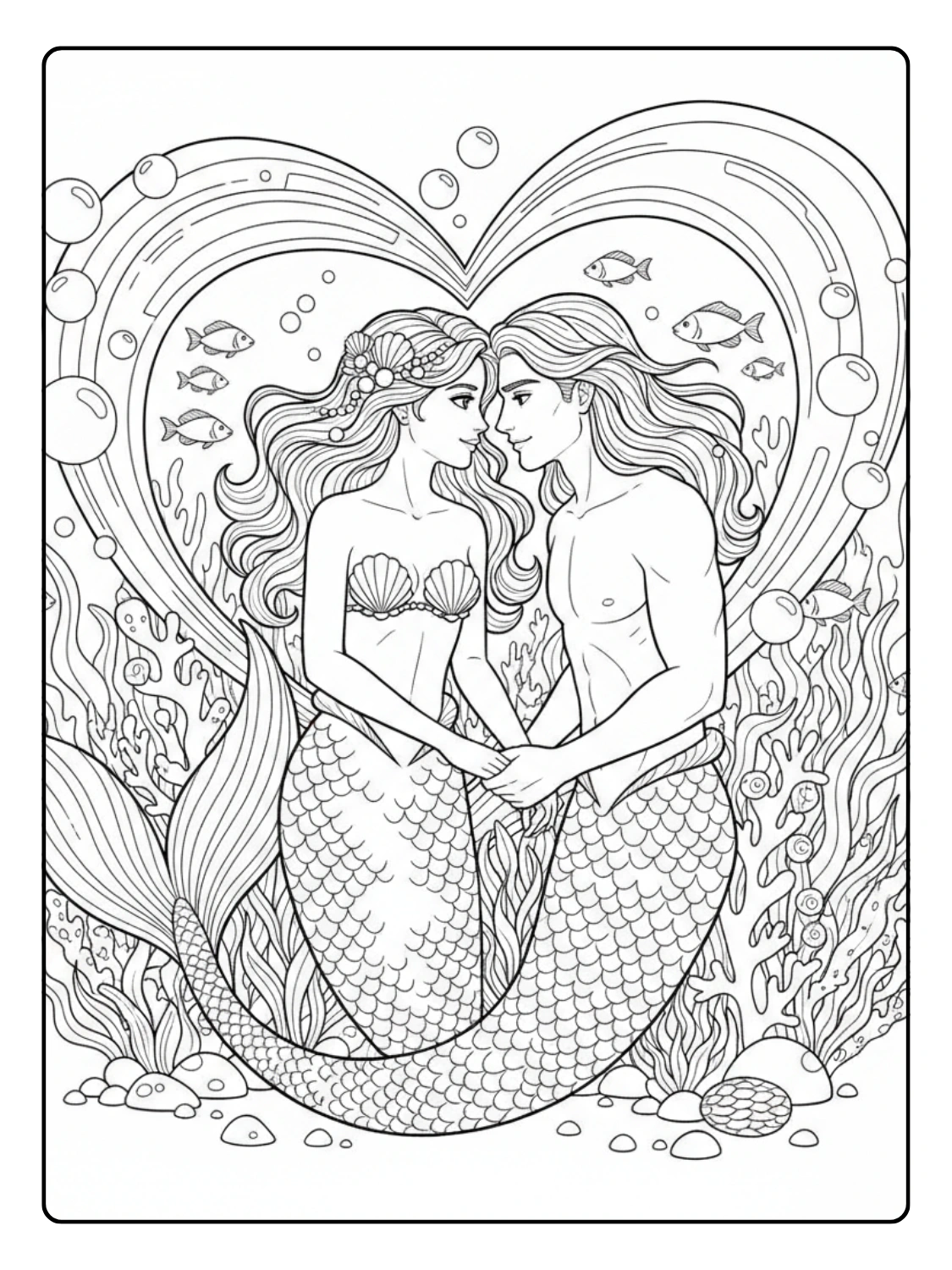 Sirena da Colorare – Sirena romantica