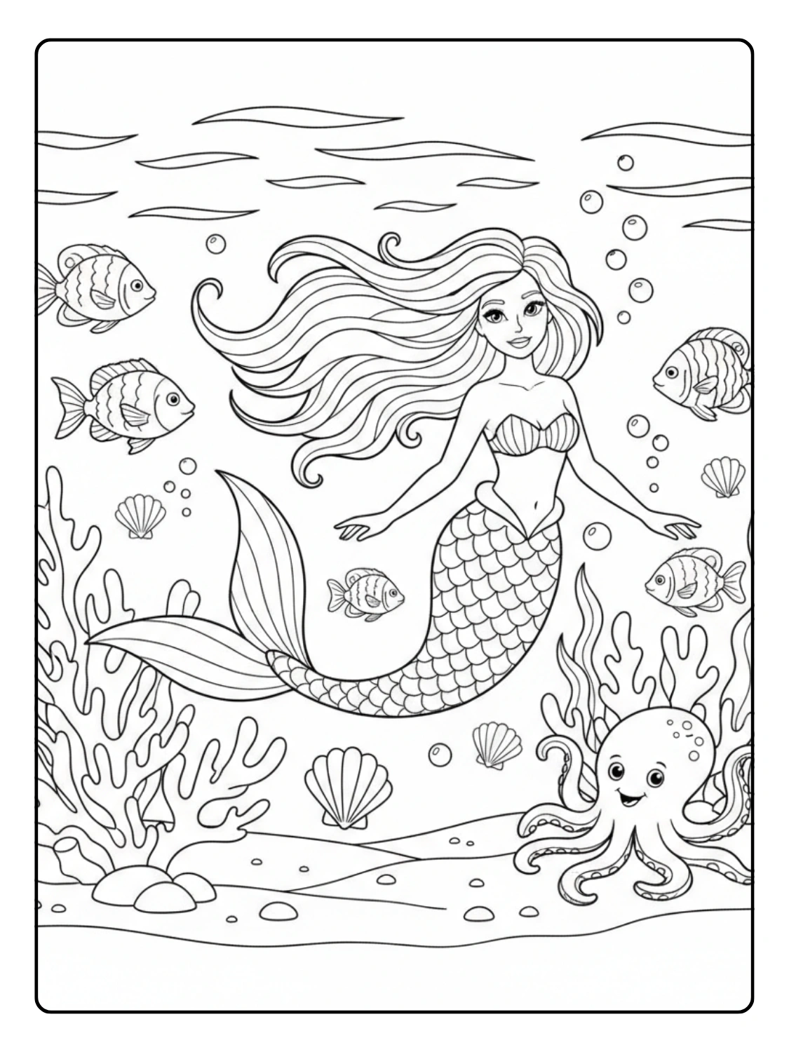 Sirena da Colorare – Sirena sott’acqua