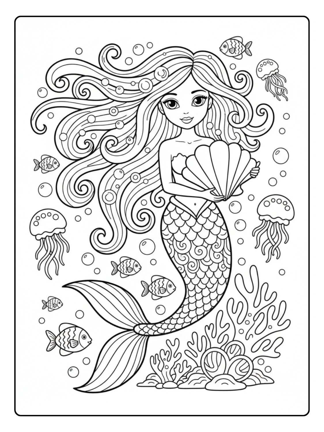 Sirena da Colorare – Sirena stilizzata