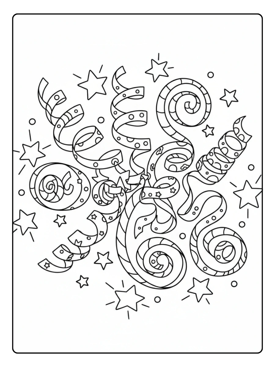 Stelle filanti da colorare – Disegno stelle filanti creativo