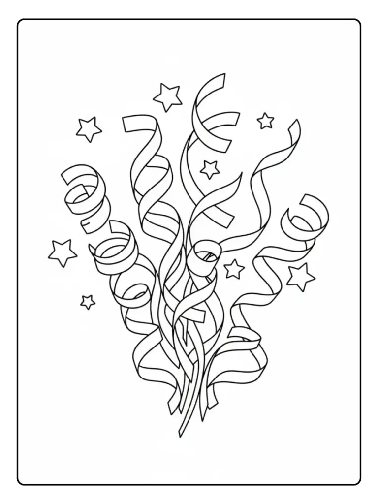 Stelle filanti da colorare – Disegno stelle filanti semplice