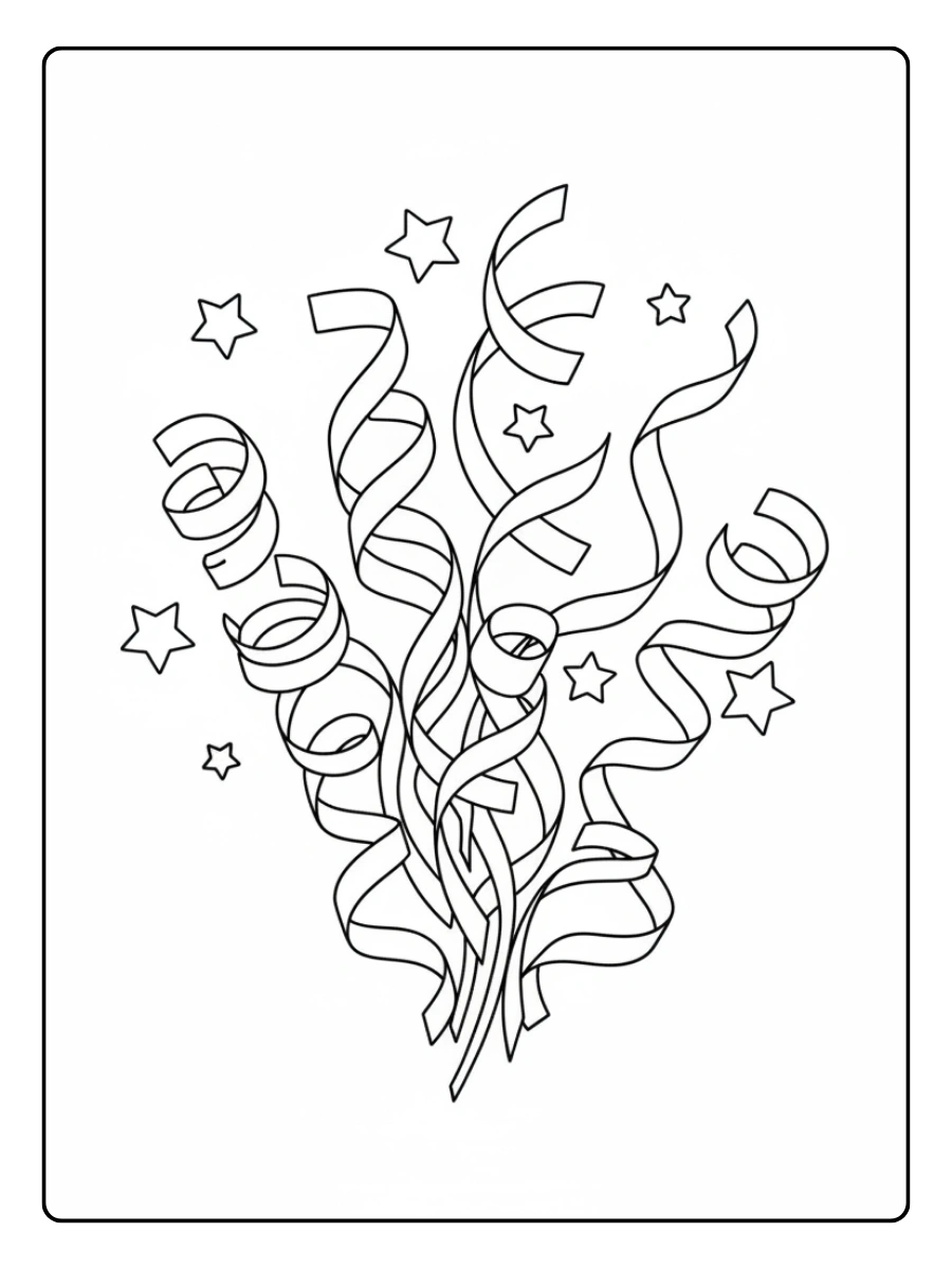 Stelle filanti da colorare – Disegno stelle filanti semplice