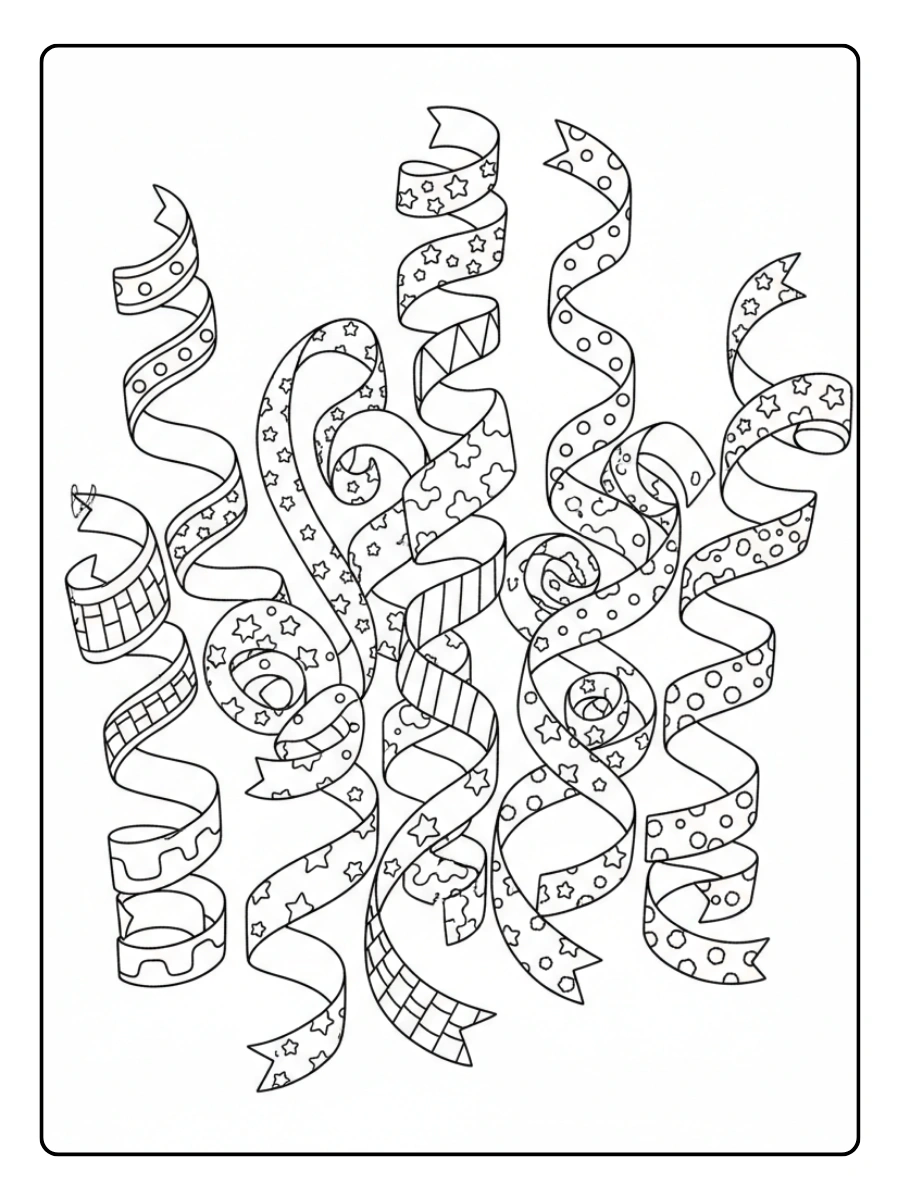 Stelle filanti da colorare – Illustrazione stelle filanti