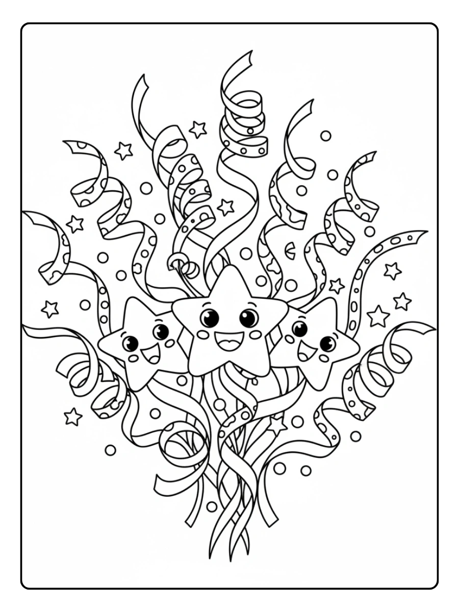 Stelle filanti da colorare – Stelle filanti allegre