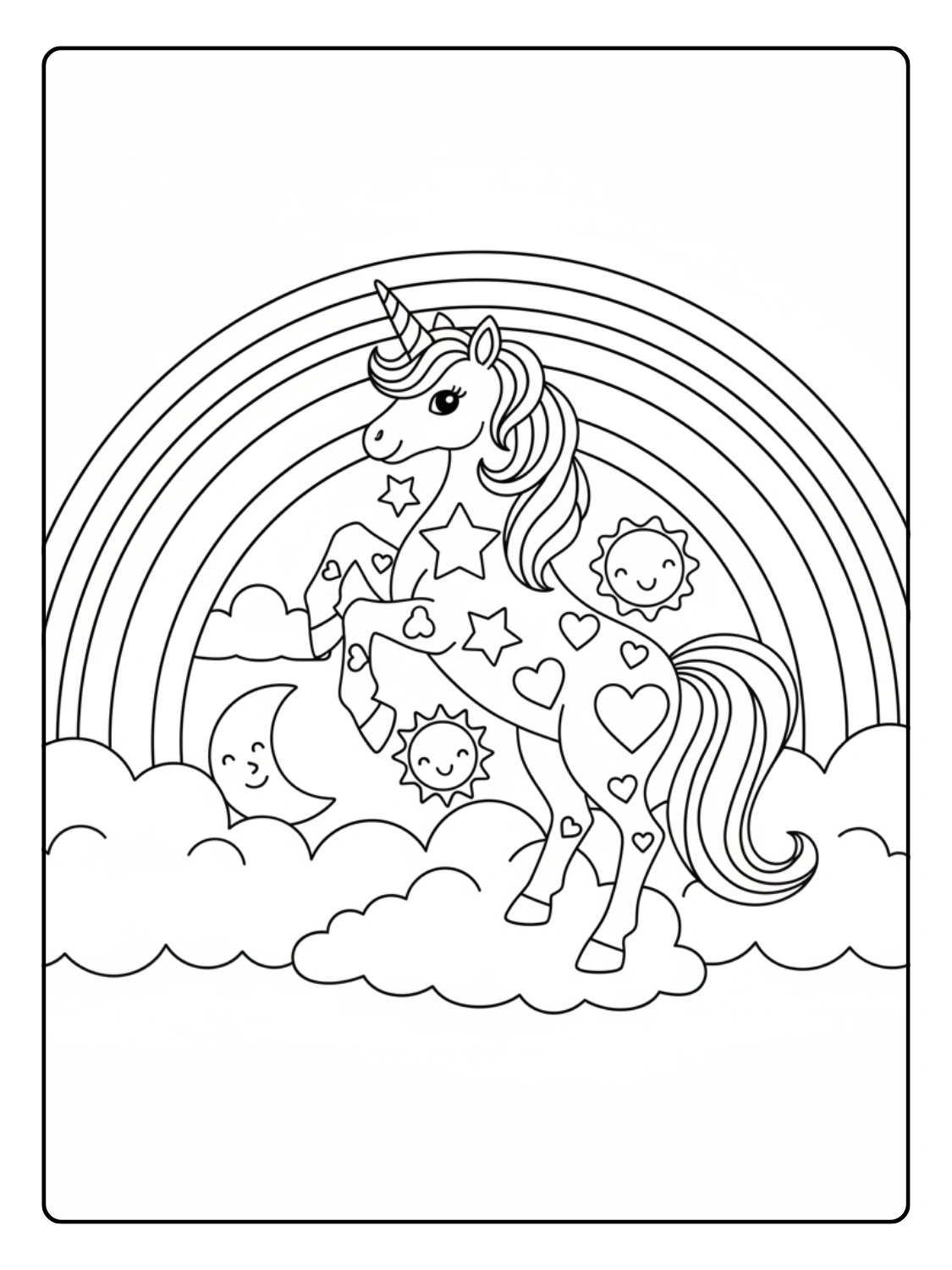 Unicorno da Colorare – Unicorno con arcobaleno