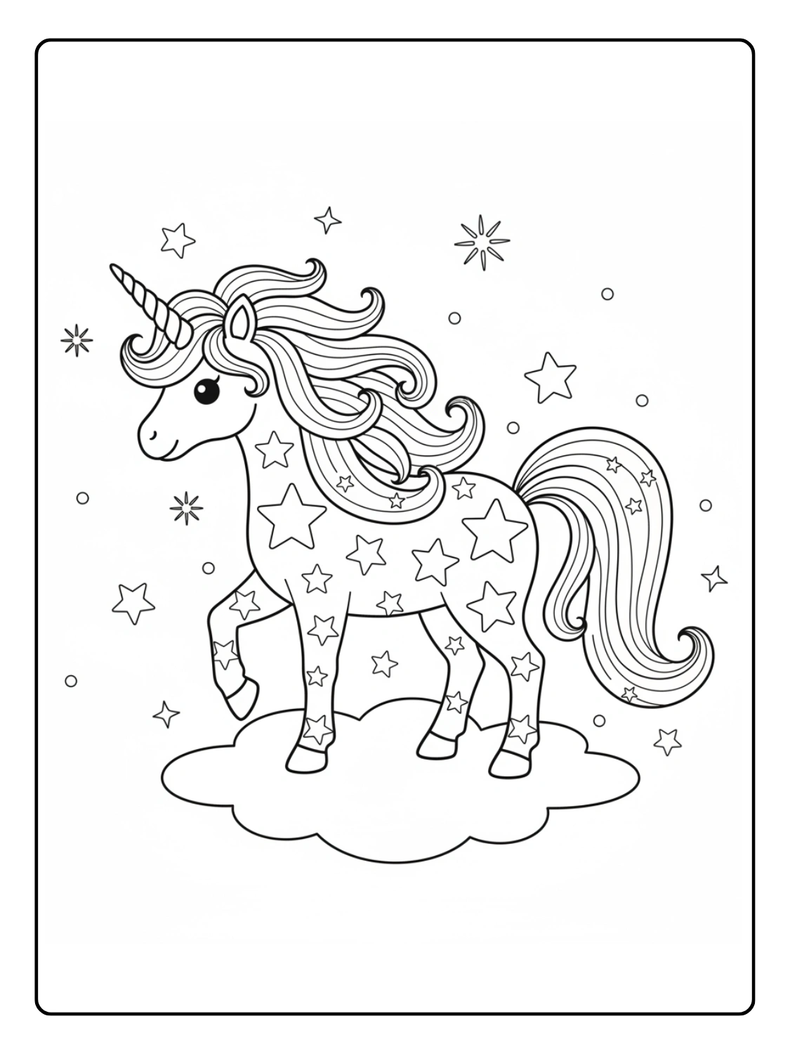 Unicorno da Colorare – Unicorno con stelle
