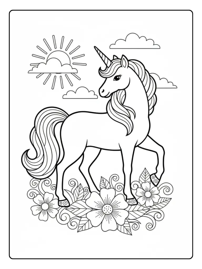 Unicorno da Colorare – Unicorno in posa