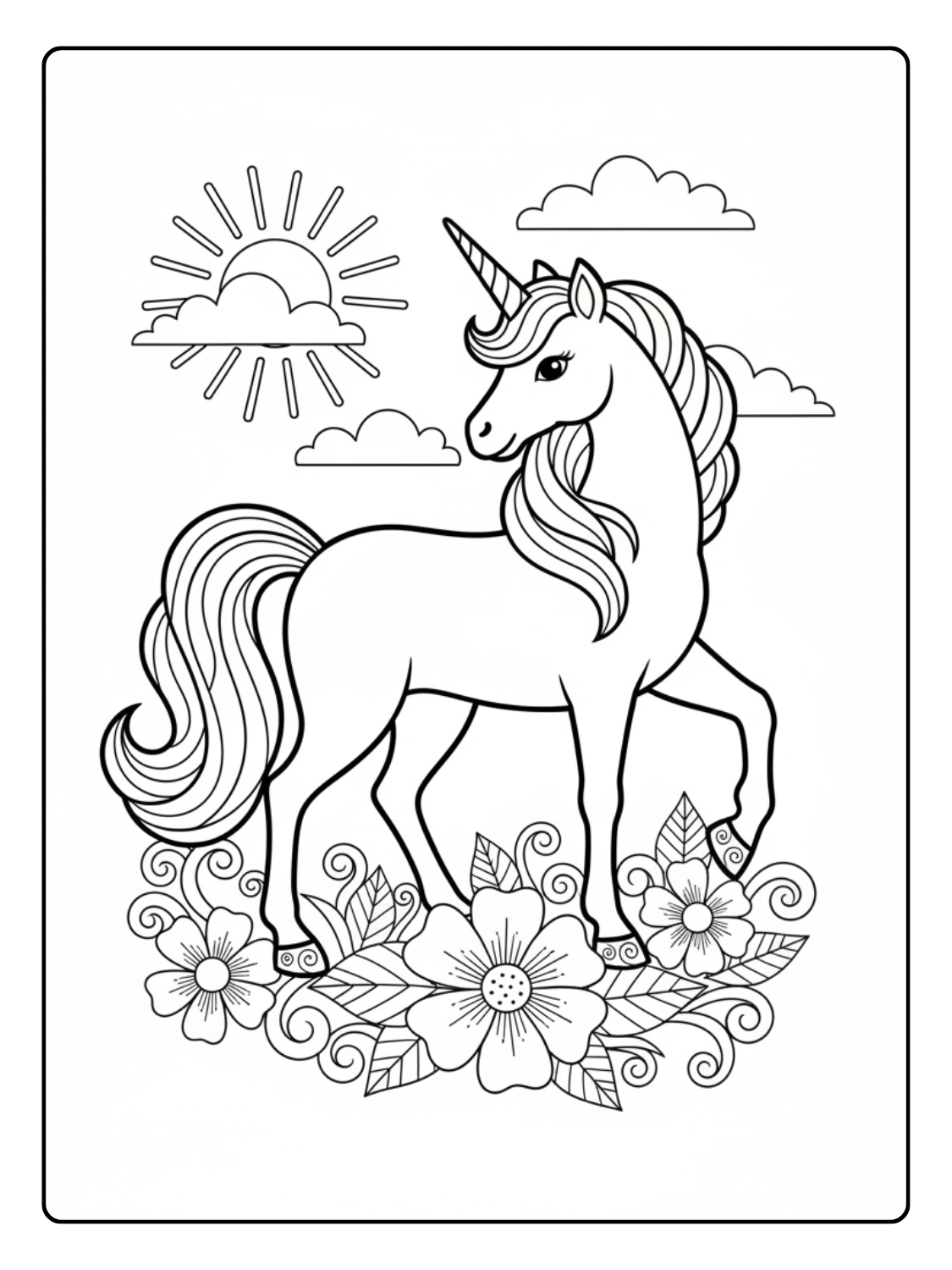 Unicorno da Colorare – Unicorno in posa