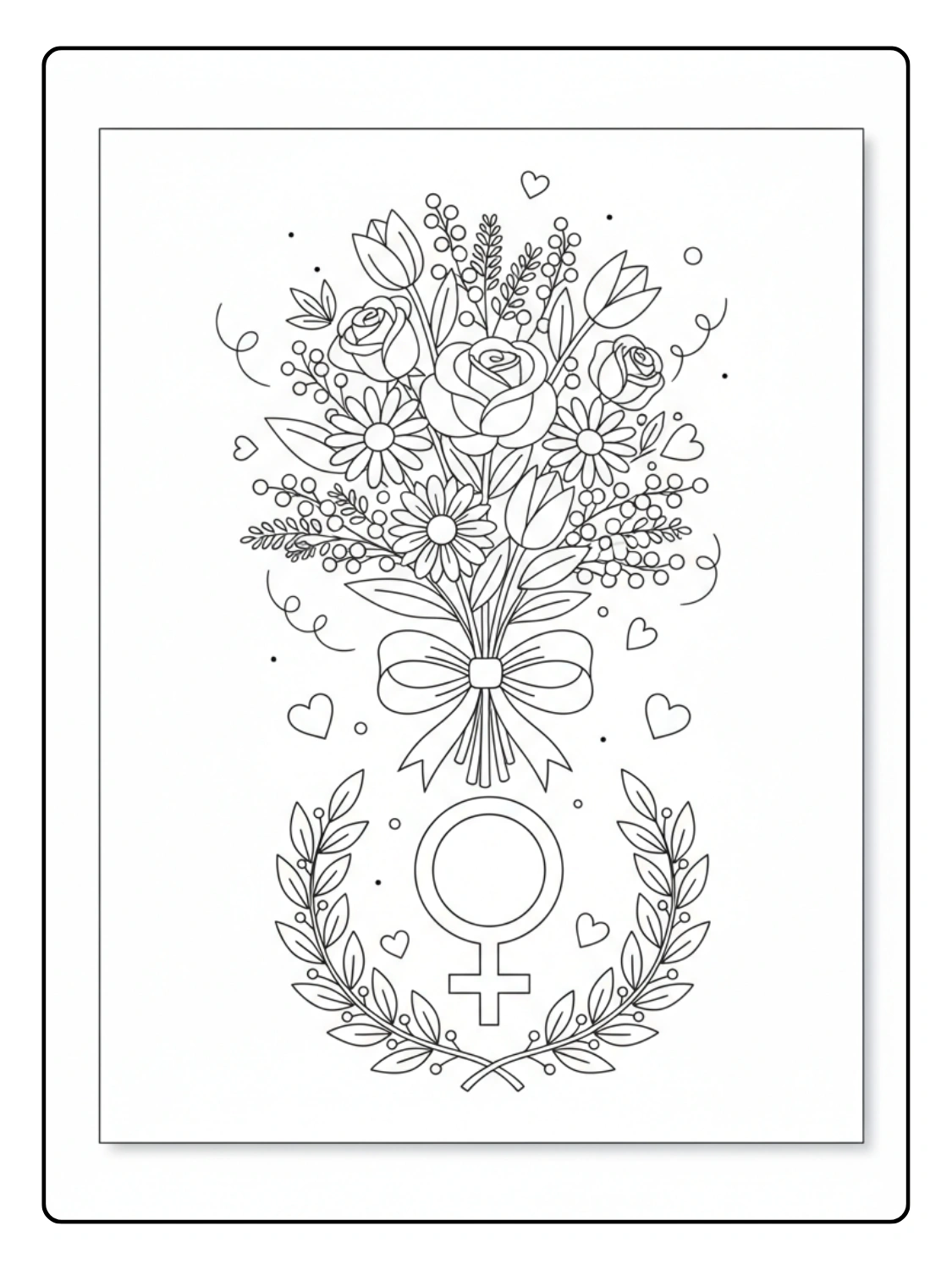 Disegni Festa della Donna da Colorare – Biglietto da stampare